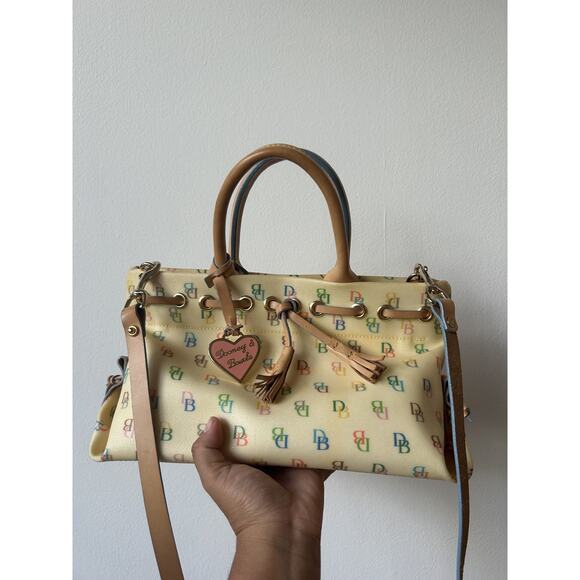 Vintage Dooney & Bourke It Monogram Tassel Tote w/Heart Hangtag 60920 Read PLS - Picture 1 of 14